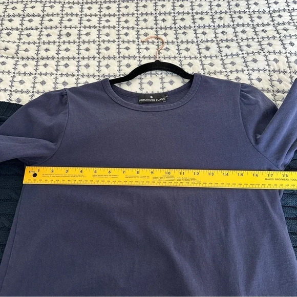 Pomander Place Size XS Navy‎ Pleated Sleeve Short Sleeve Top Classic Tuckernuck - Picture 8 of 9